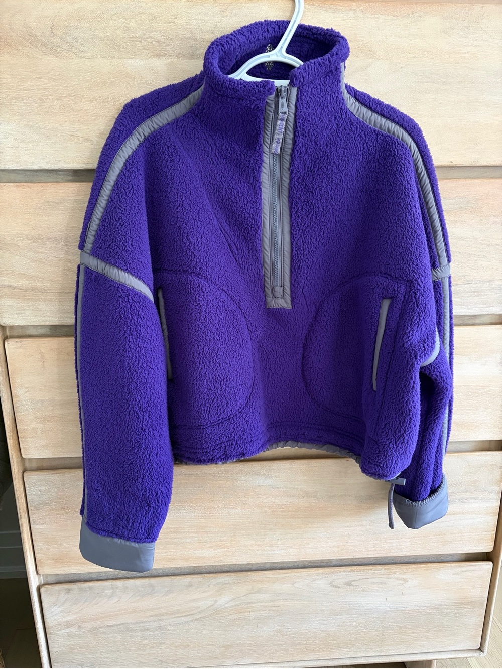 NWOT Free People Mountain High 1/2 Zip Fleece in Dark Amethyst Purple - Picture 2 of 12